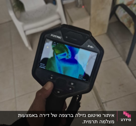 מצלמה תרמית ביד אדם מציגה תמונה צבעונית